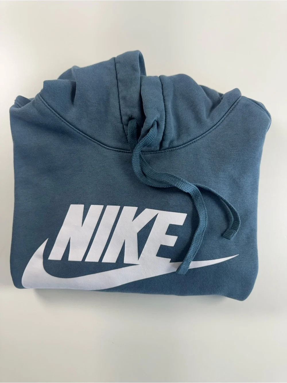Nike Men's Dusty Blue Pullover Hoodie with White Logo